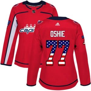 Damen Washington Capitals Trikot T.J. Oshie 77 Rot USA Flag Fashion Authentic